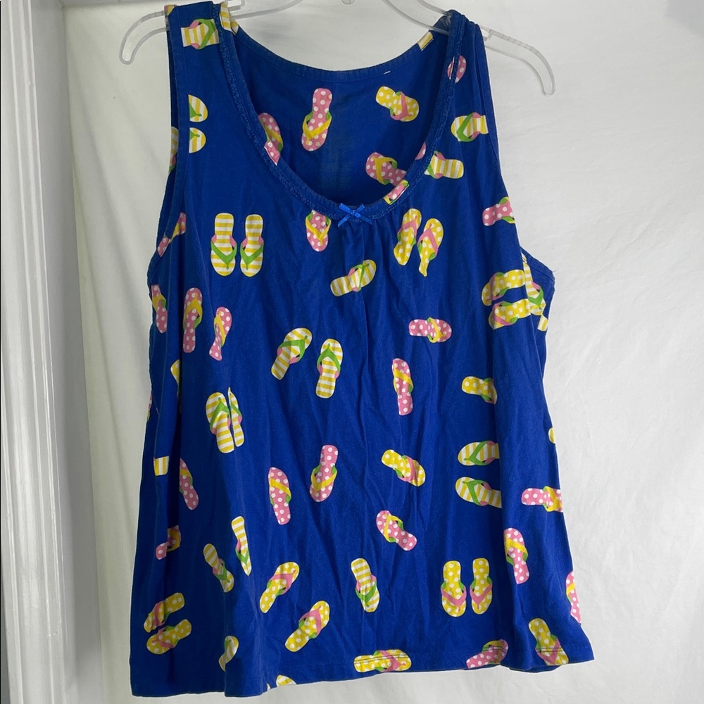 Cute flipflop on royal blue 18/20 lounge tank top